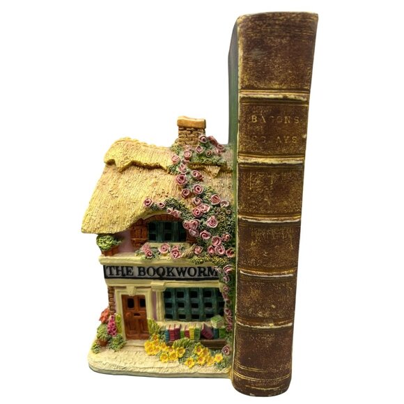 Lilliput Lane Foxton Folk Bookworm Cottage Bookend Kay Baker 1995 Floral Design - Picture 8 of 12